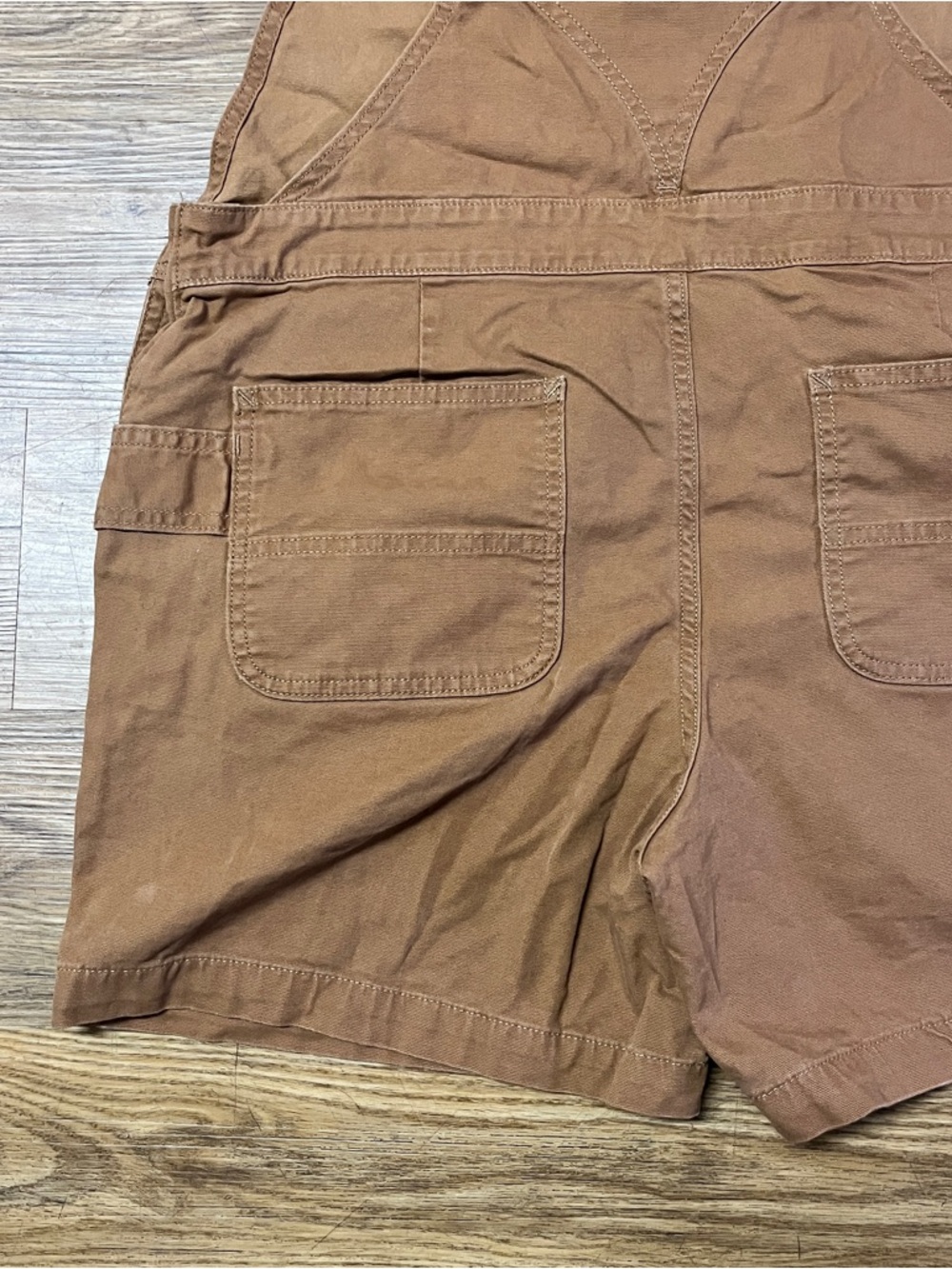 Womens Carhartt Rugged Flex Relaxed Fit Canvas Brown Shortalls Overalls Large - Picture 5 of 10